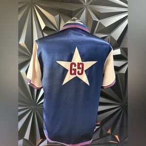 Gucci Navy and Beige GG Star Bowling Shirt IT50